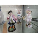 CONTINENTAL PORCELAIN FIGURINES OF GIRLS AND BOY WITH BASKETS, TOGETHER WITH ONE OTHER FIGURINE OF