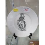 CHINA PLATE DEPICTING RISQUE FEMALE FIGURE.