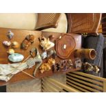 A FOLDING WOODEN BASKET, A TOURIST WARE FAR EASTERN PUPPET AND OTHER TOURIST ITEMS
