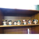 SEVEN ROYAL DOULTON MINIATURE CHARACTER JUGS INCLUDING FALSTAFF, DICK TURPIN AND OLD CHARLIE