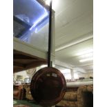 COPPER BED WARMING PAN WITH IRON HANDLE
