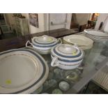 COPELAND SPODE SOUP BOWLS , MYOTTS TEA PLATES AND SIMPSON LIMITED CHURCHILL PATTERN DINNER WARE.