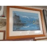 FRAMED AND GLAZED REPRODUCTION PHOTOGRAPH TITLED LOCH LOCHY AND BEN NEVIS.