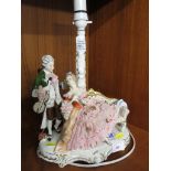 CONTINENTAL PORCELAIN TABLE LAMP DEPICTING SEATED LADY.