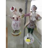 TWO CONTINENTAL PORCELAIN FIGURES - LADY AND GENTLEMAN