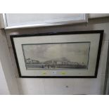 FRAMED AND GLAZED COLOURED ENGRAVING OF SIDMOUTH.