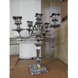 SILVER-PLATED FIVE-BRANCHED CANDELABRUM