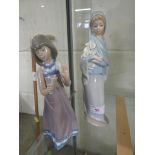 LLADRO FIGURINE OF WOMEN WITH LILIES, AND LLADRO FIGURINE OF LADY HOLDING CANDLE.