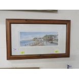 FRAMED AND GLAZED COLOURED PRINT OF SIDMOUTH SEA FRONT AFTER LUCY MORGAN.