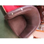 TANNED LEATHER TUB CHAIR.