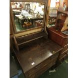 EARLY 20TH CENTURY STAINED OAK TWO DRAW DRESSING CHEST. (AF)