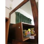 SQUARE WALL MIRROR IN A WALNUT FRAME.