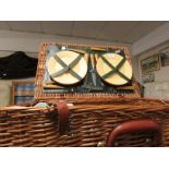 WICKER PICNIC HAMPER WITH ASSORTED CONTENTS.