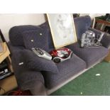 TWO-SEATER SOFA BED IN DARK BLUE UPHOLSTERY