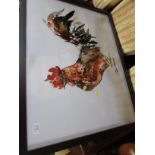 LARGE FRAMED AND GLAZED PRINT OF A COCKEREL