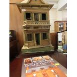RUSTIC WOODEN TWO-STOREY DOLLS HOUSE (AF), TOGETHER WITH A BOOK ABOUT DOLLS HOUSE MAKING