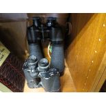 PAIR OF L&G CROSS CHANNEL 40 X 70 BINOCULARS WITH LEATHER CASE, TOGETHER WITH A PAIR OF REGENT