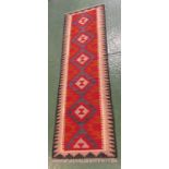 WOVEN GEOMETRIC MAIMANA KILIM RUNNER 198 CM X 60 CM