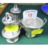 HALLMARKED SILVER MATCHED THREE-PART CRUET SET.