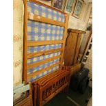 HONEY PINE BUNK BED FRAME WITH TWO SINGLE MATTRESSES. (AF)