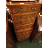 BEVAN FUNNEL REPRODUX MAHOGANY CHEST WITH BRASS HANDLES.