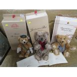 THREE LIMITED EDITION STEIFF JOINTED BEARS WITH BOXES AND CERTIFICATES - HEIDELBERG STUDENT NUMBER