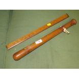 TOURIST WARE TRUNCHEON, TOGETHER WITH A RABONE BOXWOOD RULER.