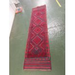 BLUE GROUND WOVEN MESHWANI RUNNER WITH GEOMETRIC PATTERN 241 CM X 62 CM