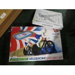 BOXED SCALEXTRIC VELODROME CYCLE SET, TOGETHER WITH A BOXED SPITFIRE JIGSAW PUZZLE.