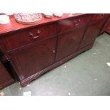 STRONG BOW FURNITURE MAHOGANY VENEER SIDEBOARD THREE DRAWERS OVER THREE CUPBOARD DOORS.