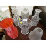 SMALL QUANTITY OF GLASS INCLUDING STOPPERED DECANTERS.