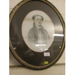 OVAL FRAMED AND GLAZED PORTRAIT ENGRAVING OF A WOMAN