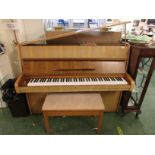 C BECHSTEIN LIGHT MAHOGANY CASED UP RIGHT PIANO 165221 SUPPLIED BY HARRODS OF LONDON. TOGETHER