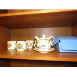 THREE ROYAL COMMEMORATIVE MUGS , TOGETHER WITH CROWN TRENT CHINA TEA POT AND CUP.