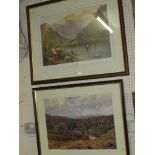 FRAMED AND GLAZED COLOURED PRINT TITLED BROTHERSWATER AFTER J B PYNE, TOGETHER WITH A FRAMED AND
