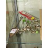 SILVER PLATED COFFEE SPOONS , SILVER PLATED SLICE AND SOUVENIR SPOON.