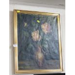 FRAMED OIL ON CANVAS STILL LIFE OF FLOWERS. SIGNED VALERIE PETTIT LOWER LEFT.