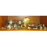 BRASS GONG, SILVER-PLATED TRAY AND OTHER DECORATIVE METAL WARE