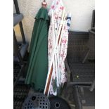 SELECTION OF GARDEN PARASOLS AND TWO PARASOL STANDS (A/F)