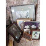 SELECTION OF FRAMED PICTURES AND PRINTS INCLUDING PORTRAITS, PHOTOGRAPH OF NAVAL OFFICER AND
