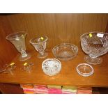 ROYAL BRIERLEY CRYSTAL ROSE BOWL , STUART CRYSTAL VASE AND OTHER CUT GLASS WARE.