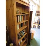 PINE OPEN BOOK CASE WITH FIVE SHELVES.