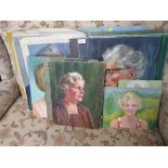 SELECTION OF MOUNTED AND UN MOUNTED PORTRAITS, SOME SIGNED VALERIE PETTIT.