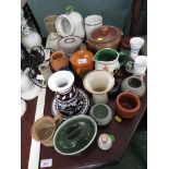 MIXED POTTERY ITEMS INCLUDING JUGS, VASES , CUPS ETC.