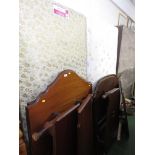 TWO WOODEN SINGLE BED STEADS WITH SPRUNG UPHOLSTERED INSERTS.