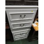 PAIR OF TWO DRAWER WHITE BEDSIDES.