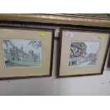 TWO FRAMED AND GLAZED COLOURED PRINTS AFTER PHILIP MARTIN OF ST ALBANS SCENES.