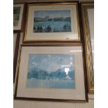 FRAMED AND GLAZED COLOURED PRINT TITLED LORDS WITH PENCIL SIGNATURE, TOGETHER WITH ONE OTHER