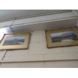 PAIR OF FRAMED AND GLAZED MOORLAND PAINTINGS , BOTH SIGNED.