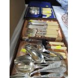 SILVER PLATED FISH EATERS AND OTHER PLATED CUTLERY.